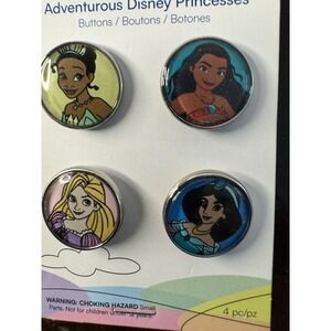Disney Princess Dress It Up Round Buttons, Shank Back, 3 Cards Of  4 Pk
